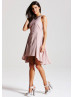 Hi Low Chiffon Beads Short Prom Dress  